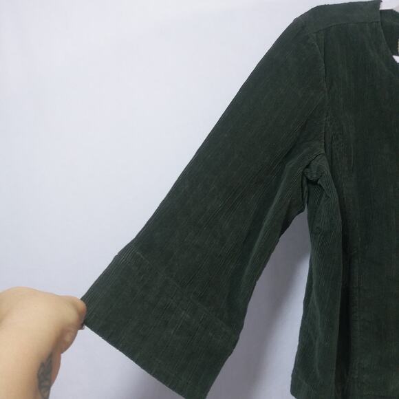 Live A Little Olive Green Corduroy Tortoise Button Front Size XL - Picture 5 of 6